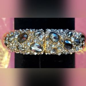Alexis Bittar Stunning 10K Gold Plated Crystal Encrusted Hinged Bracelet